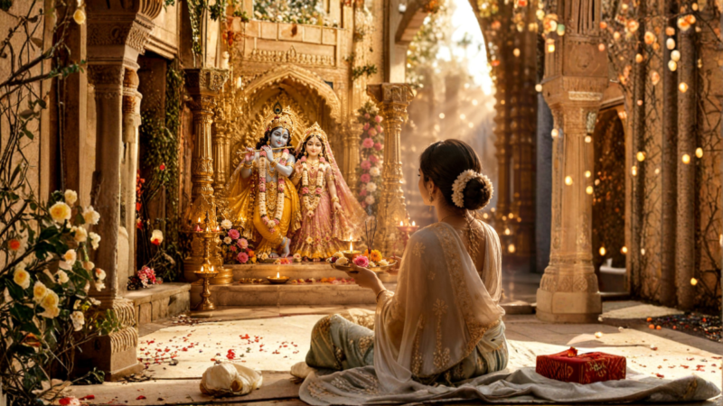 सपने में राधा-कृष्ण मंदिर में पूजा करना